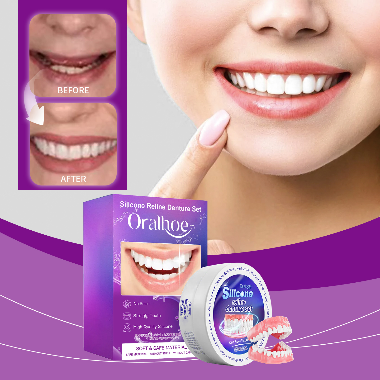 Teeth Whitening With Braces - Silicone Denture Set Fit Temporary Orthodontic