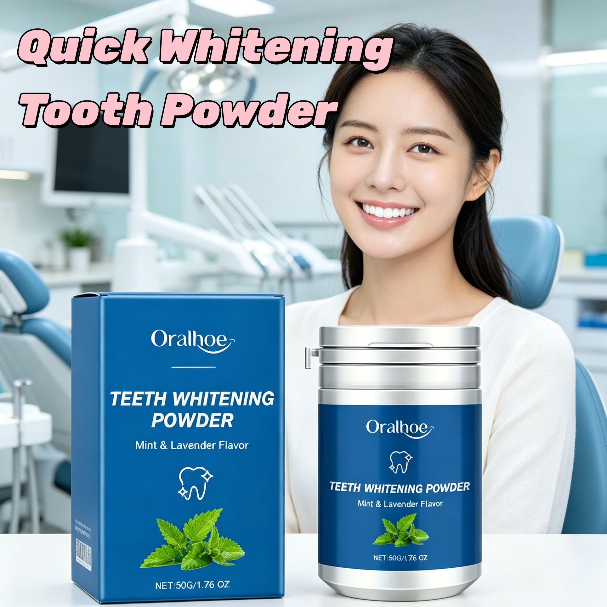 Teeth Whitening Results - ORALHOE Pearl Essence Teeth Whitening Powder