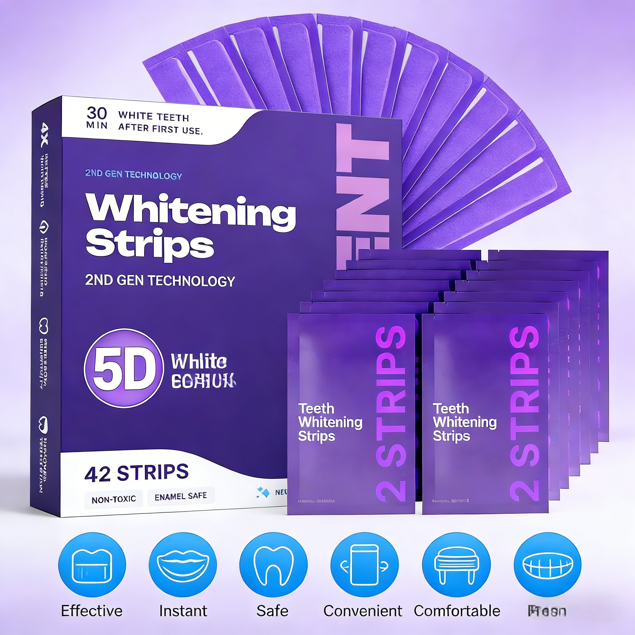 Teeth Whitening Strips Crest - Purple Formula Teeth Whitening Strips Brighten