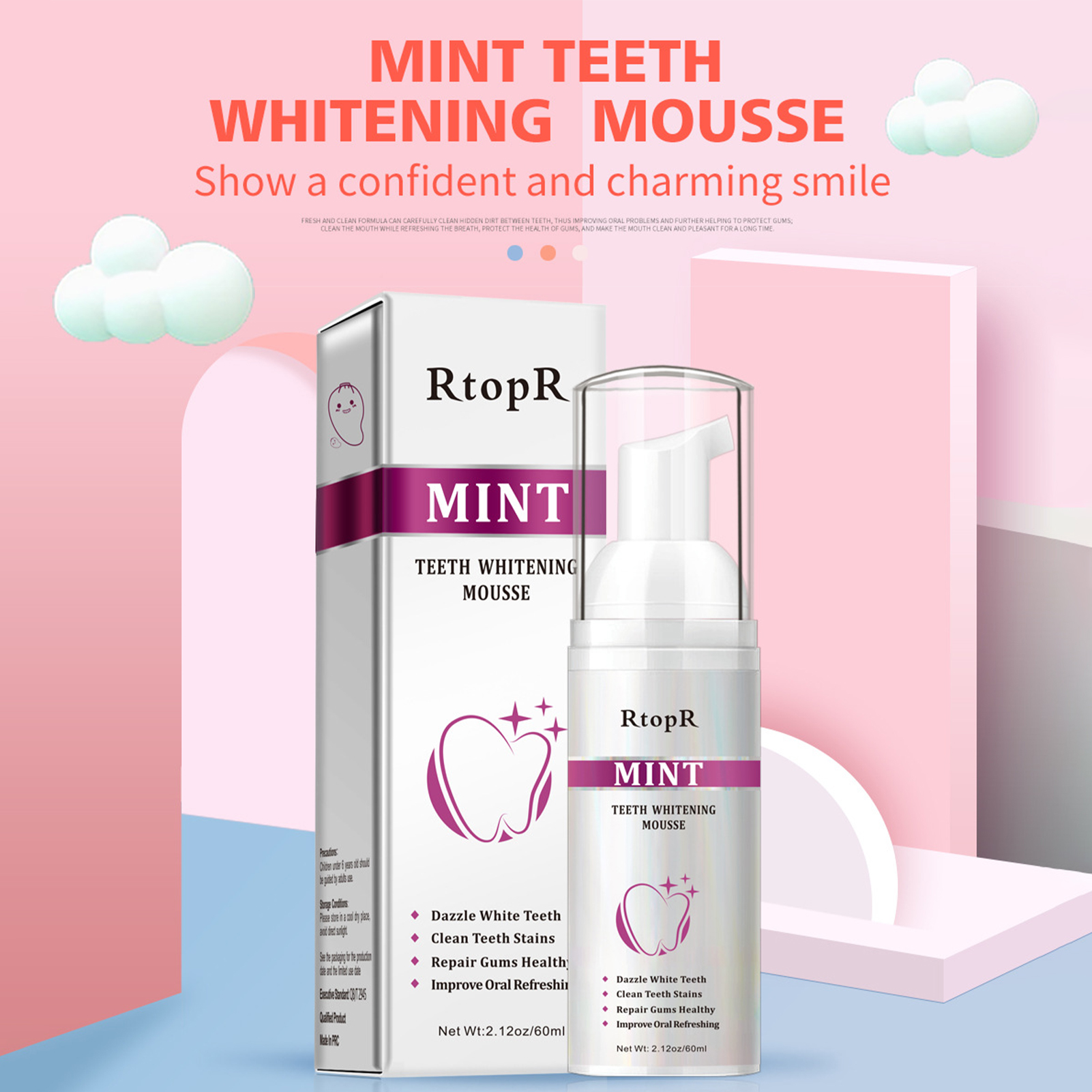 Teeth Whitening Mousse Mint Fo - đánh giá và giá Teeth Whitening Baking Soda