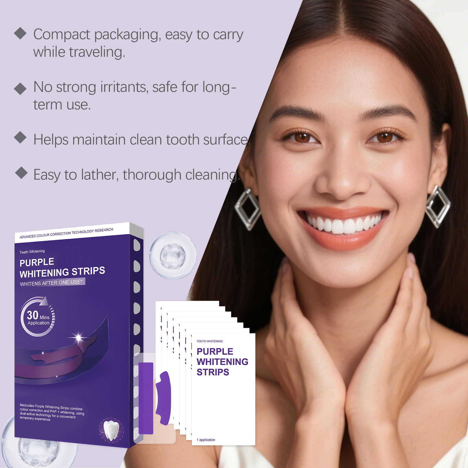 Purple Teeth Whitening Strips  - đánh giá và giá Teeth Whitening Strips Crest