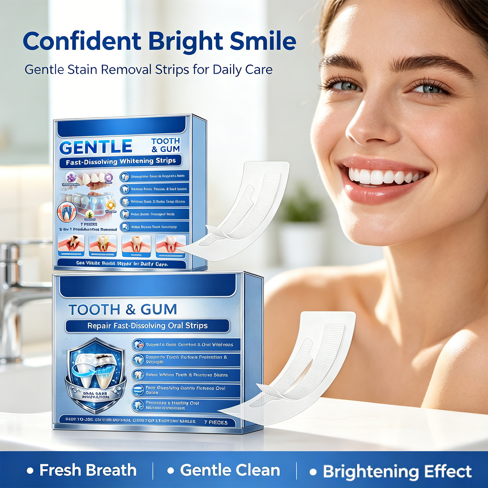 Gentle Tooth & Gum Whitening S - đánh giá và giá Teeth Whitening Strips Crest