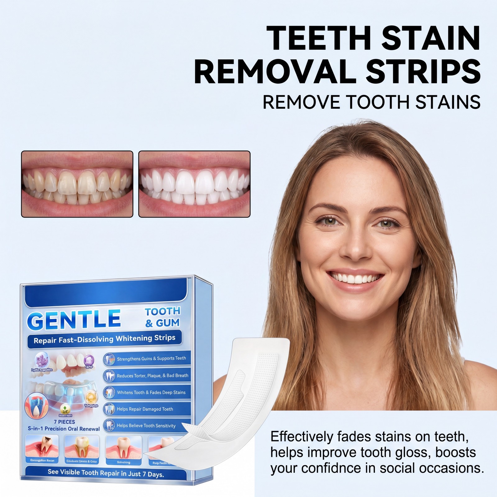 Gentle Tooth & Gum Whitening S - đánh giá và giá Teeth Whitening Strips Crest