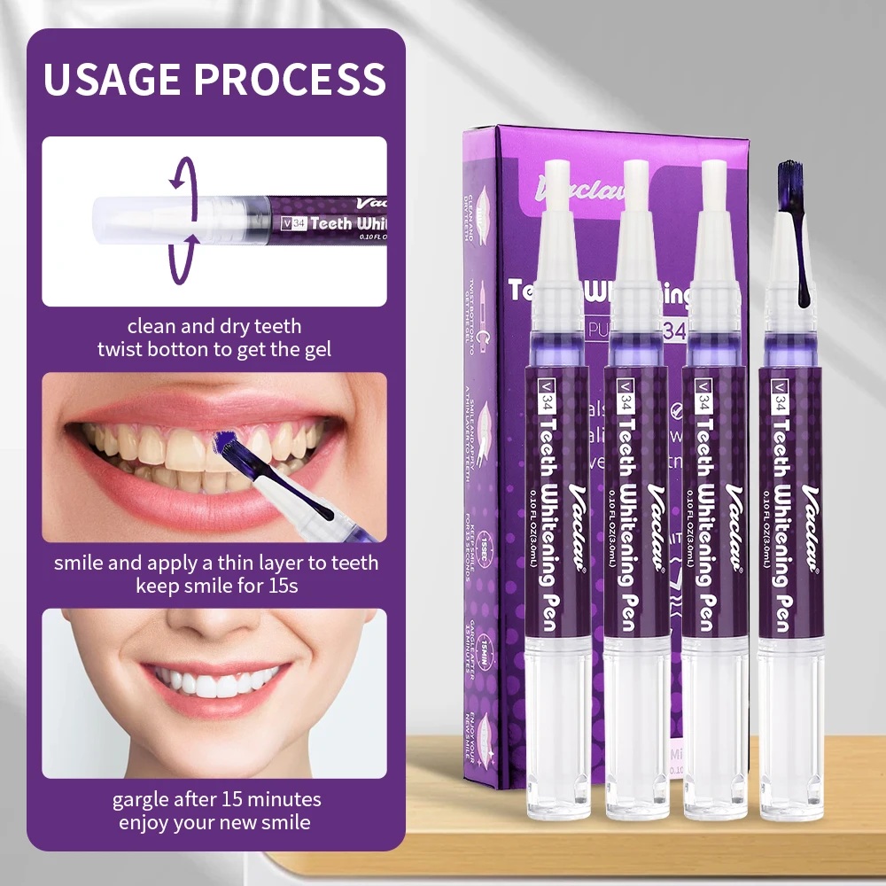 Vaclav V34 Purple teeth whiten - đánh giá và giá Teeth Whitening Pen